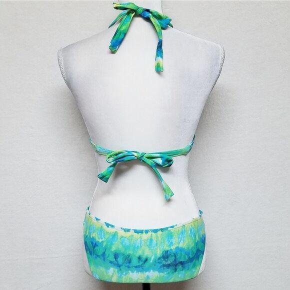 VINTAGE Surf Side Blue Tie-Dye Halter Bikini - Picture 9 of 14